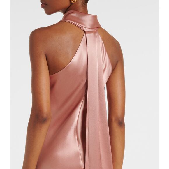 Galvan Londan Pandora "Rosetta" Rose Gold Satin Halter Dress Size FR 36 / US 4 - Picture 5 of 13